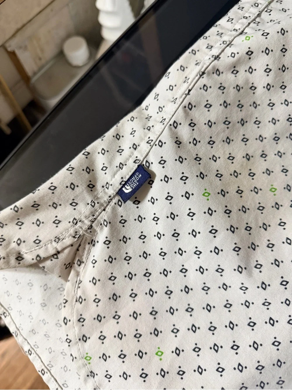 The North Face White Short-Sleeve Button-Down Shirt with Micro Geometric Print